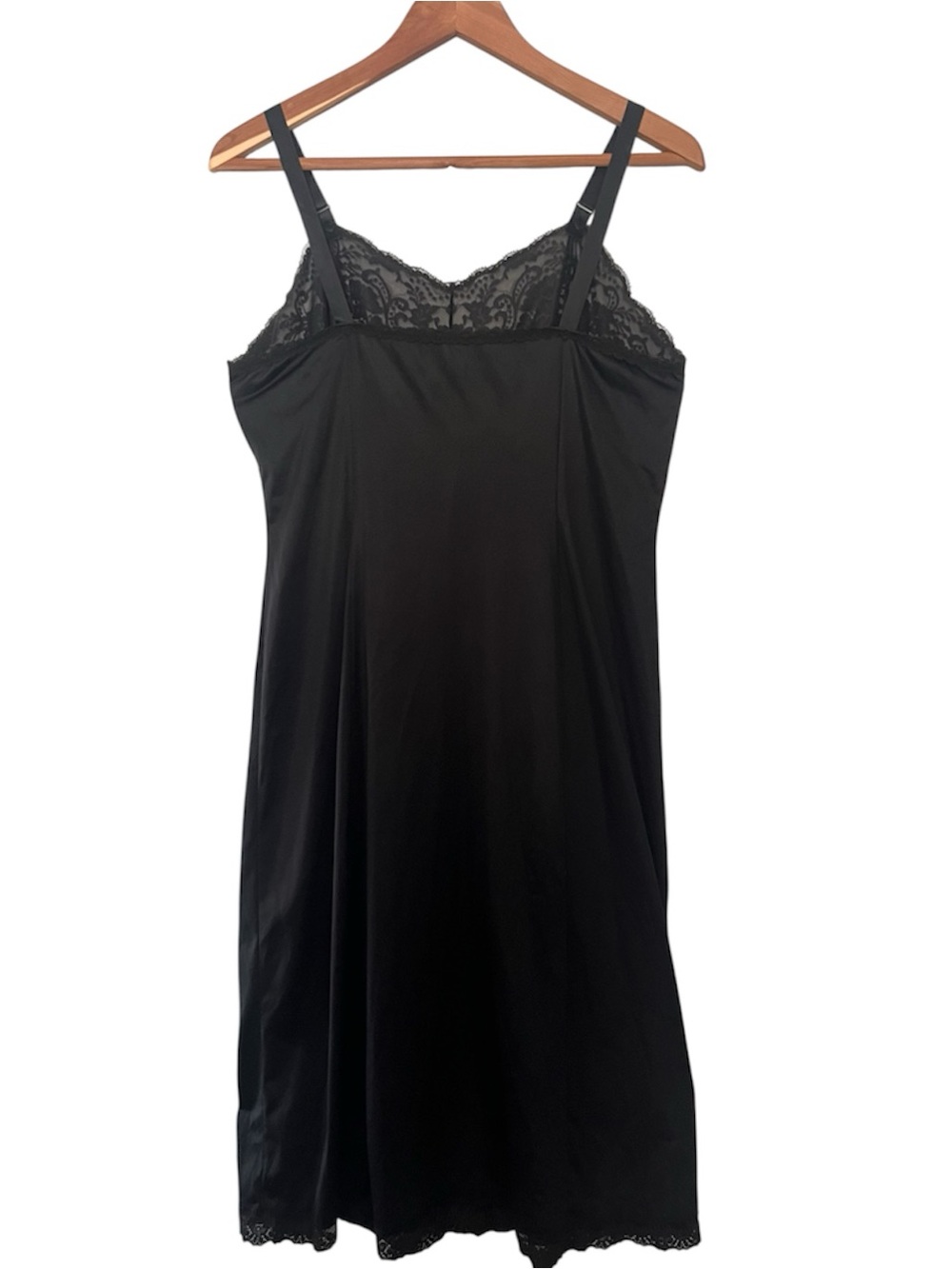 Vintage Black Lace Trim Slip Nightgown Whimygoth Witchycore Fairygrunge USA M